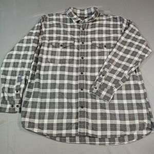 FILSON Plaid Button Down Collared Flannel Alaskan Guide Shirt - Gray Plaid
